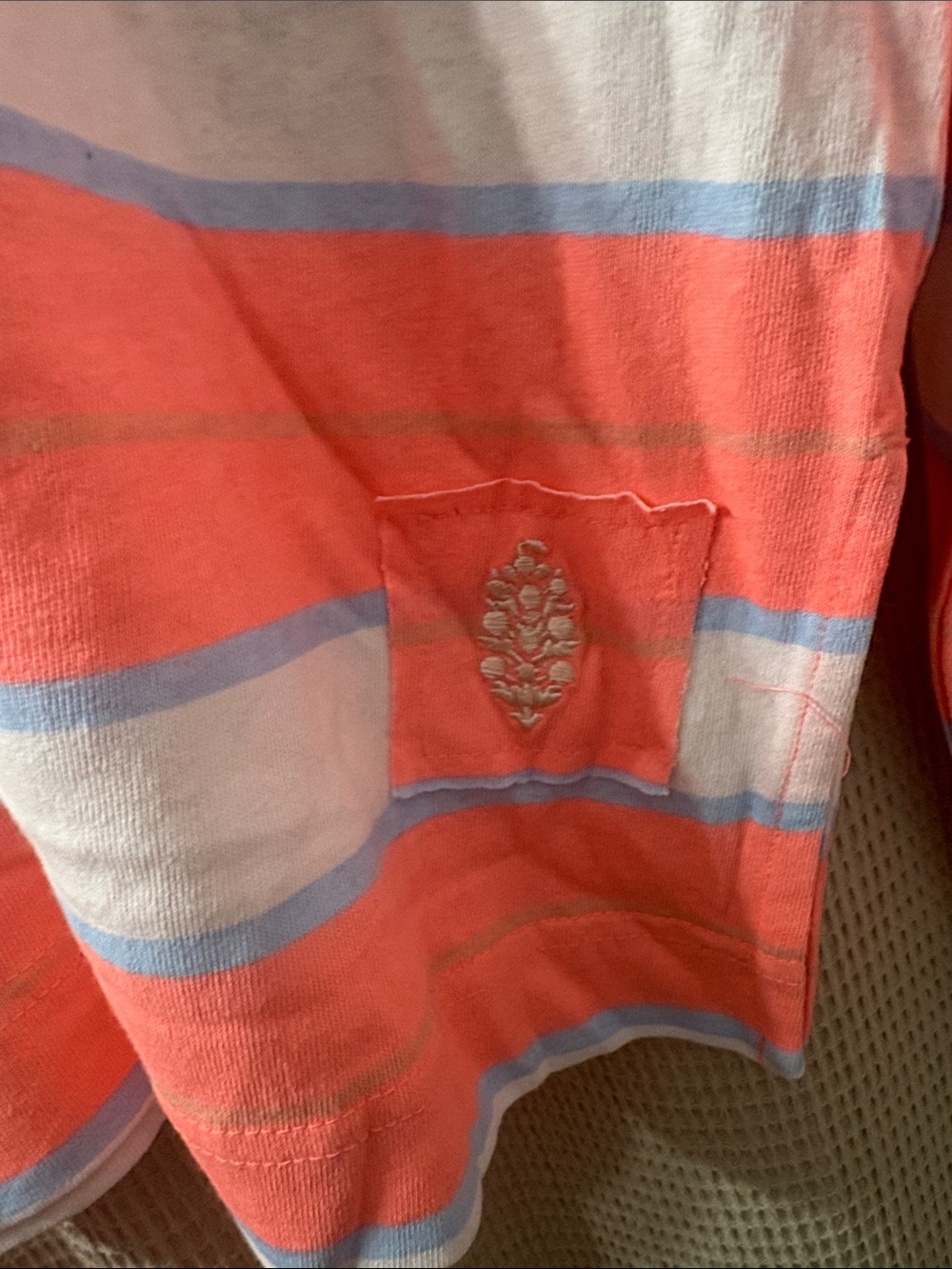 Free People movement Coral Stripe Pocket Tee with Blue Trim nwot